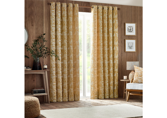 Winter Woods Eyelet, Ochre - Ready Made Curtains - Image 7